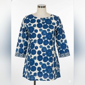 NEW polka dot Cotton Blend Tan / blue top